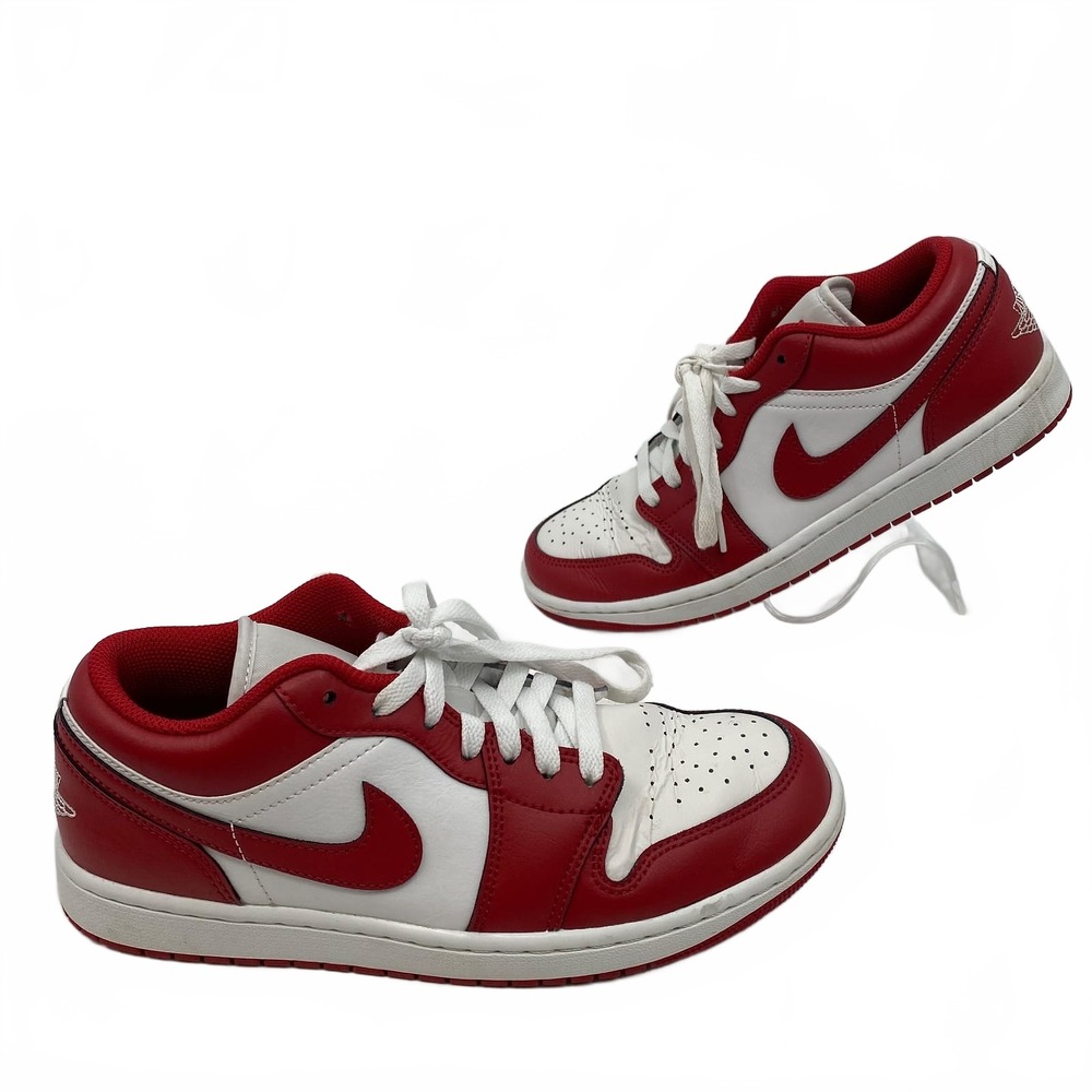 Nike Jordan 1 Low Red/White Leather Sneakers | Men’s US 8